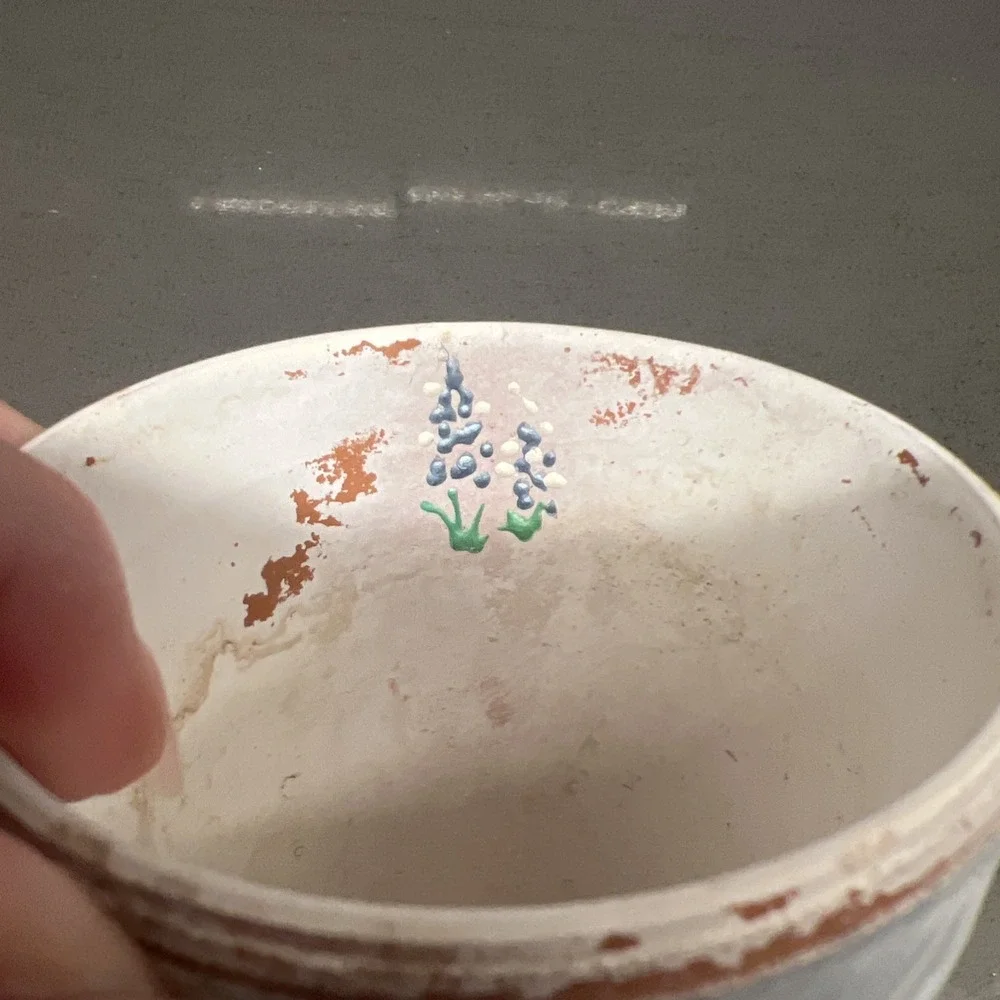 Set of 2 Small Hand Painted Plant Flower Pots With Bunnies